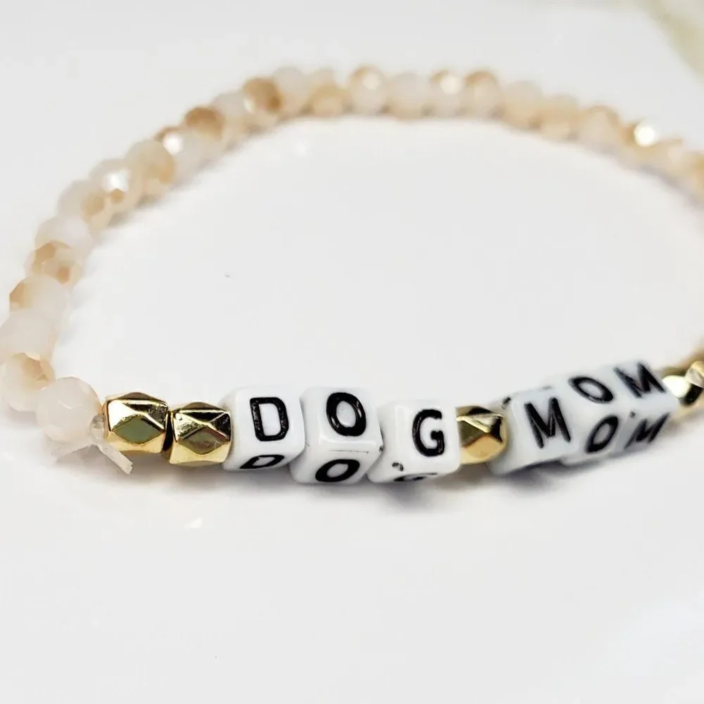 Dog Mom Beaded Stretch Bracelet, Dog Mom Jewelry, Gifts for Pet Lovers